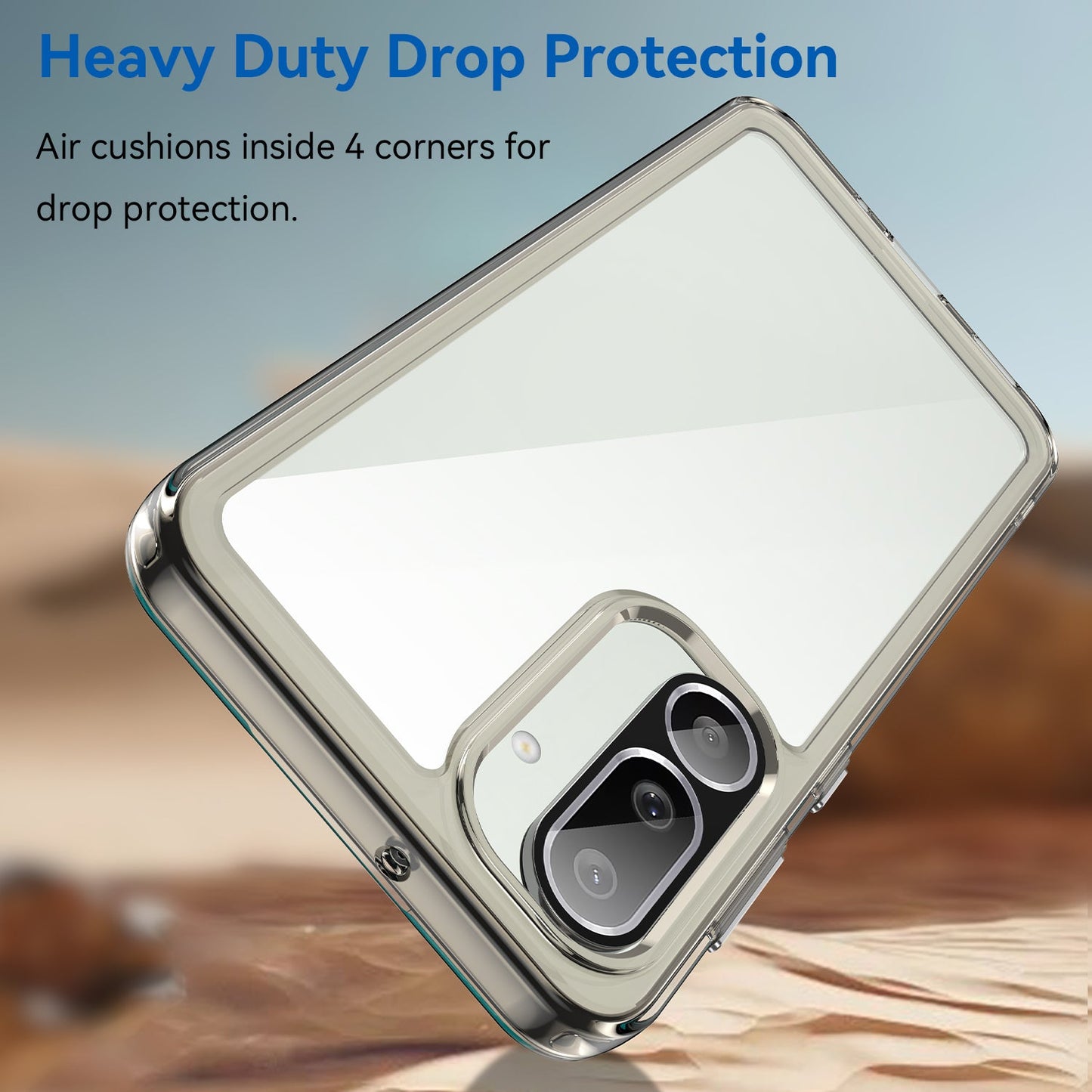 For Samsung Galaxy M56 5G Phone Case WANLONFENG XC Series TPU Acrylic Cover with Tempered Glass (Big Lens Hole) - Transparent Grey