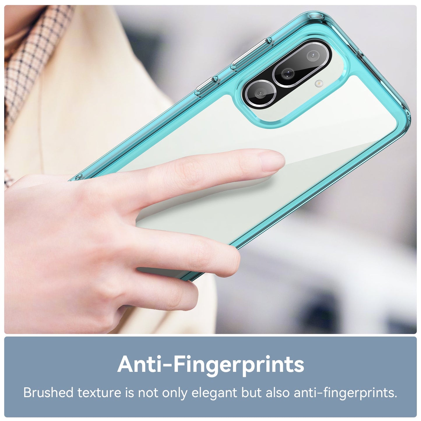 For Samsung Galaxy M56 5G Phone Case WANLONFENG XC Series TPU Acrylic Cover with Tempered Glass (Big Lens Hole) - Transparent Blue