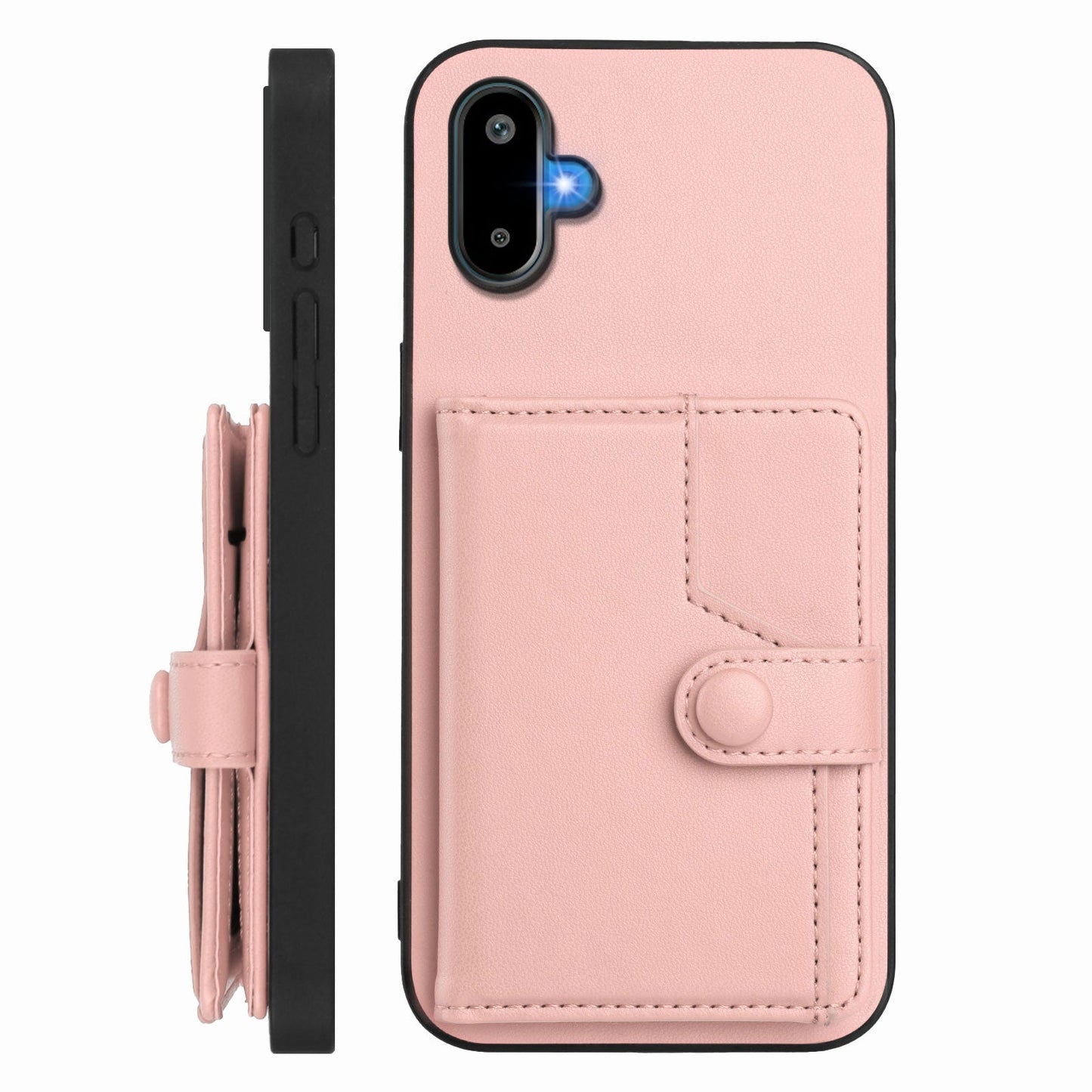 For Samsung Galaxy M06 5G / Galaxy F06 5G Case RFID Blocking Card Holder Kickstand TPU + PU Leather Phone Back Cover - Rose Gold
