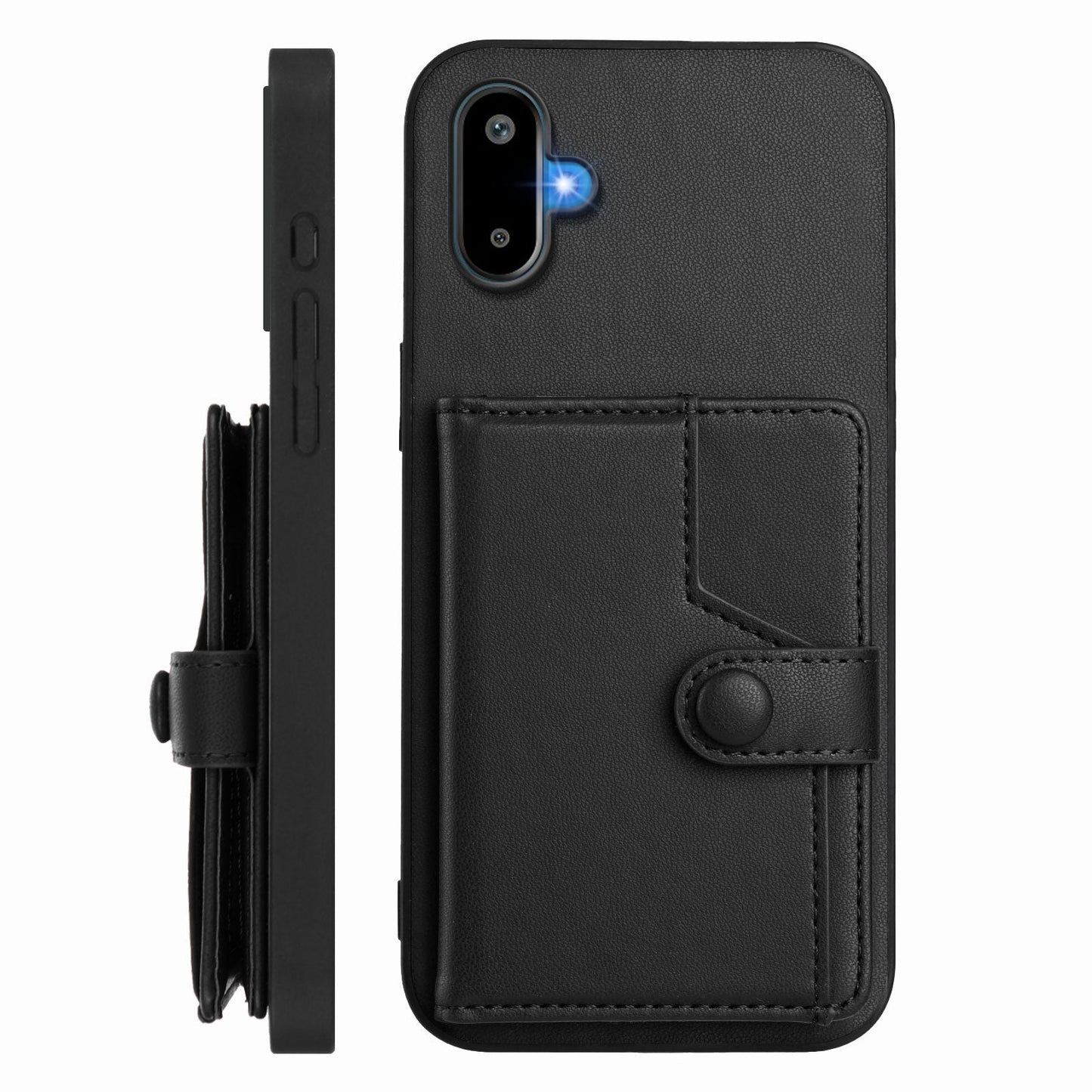 For Samsung Galaxy M06 5G / Galaxy F06 5G Case RFID Blocking Card Holder Kickstand TPU + PU Leather Phone Back Cover - Black