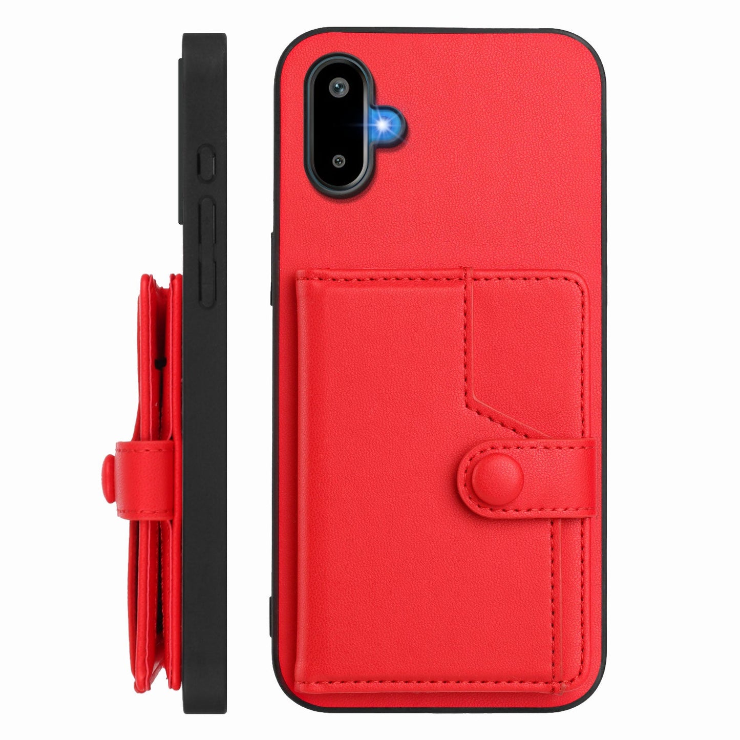 For Samsung Galaxy M06 5G / Galaxy F06 5G Case RFID Blocking Card Holder Kickstand TPU + PU Leather Phone Back Cover - Red