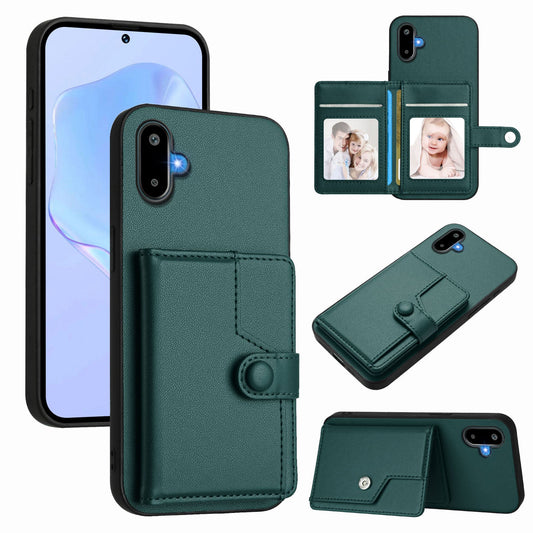 For Samsung Galaxy M06 5G / Galaxy F06 5G Case RFID Blocking Card Holder Kickstand TPU + PU Leather Phone Back Cover - Green