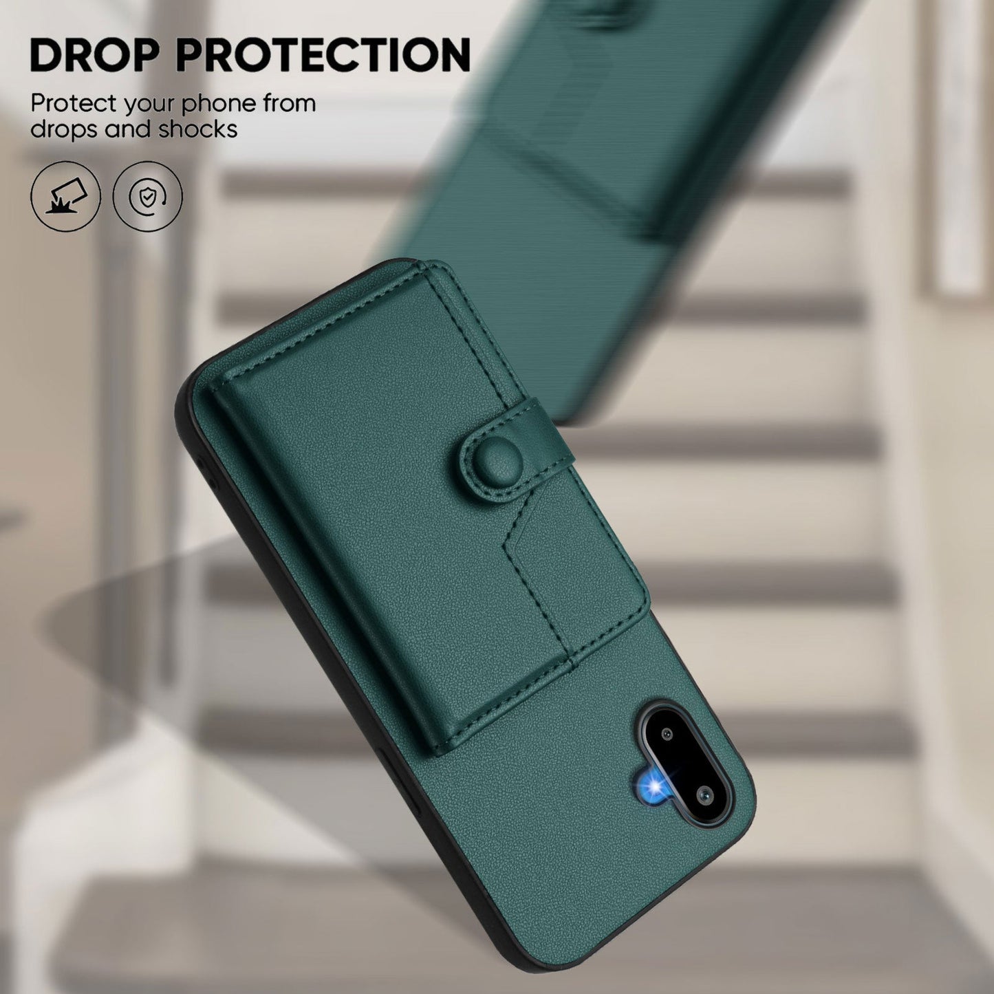 For Samsung Galaxy M06 5G / Galaxy F06 5G Case RFID Blocking Card Holder Kickstand TPU + PU Leather Phone Back Cover - Green