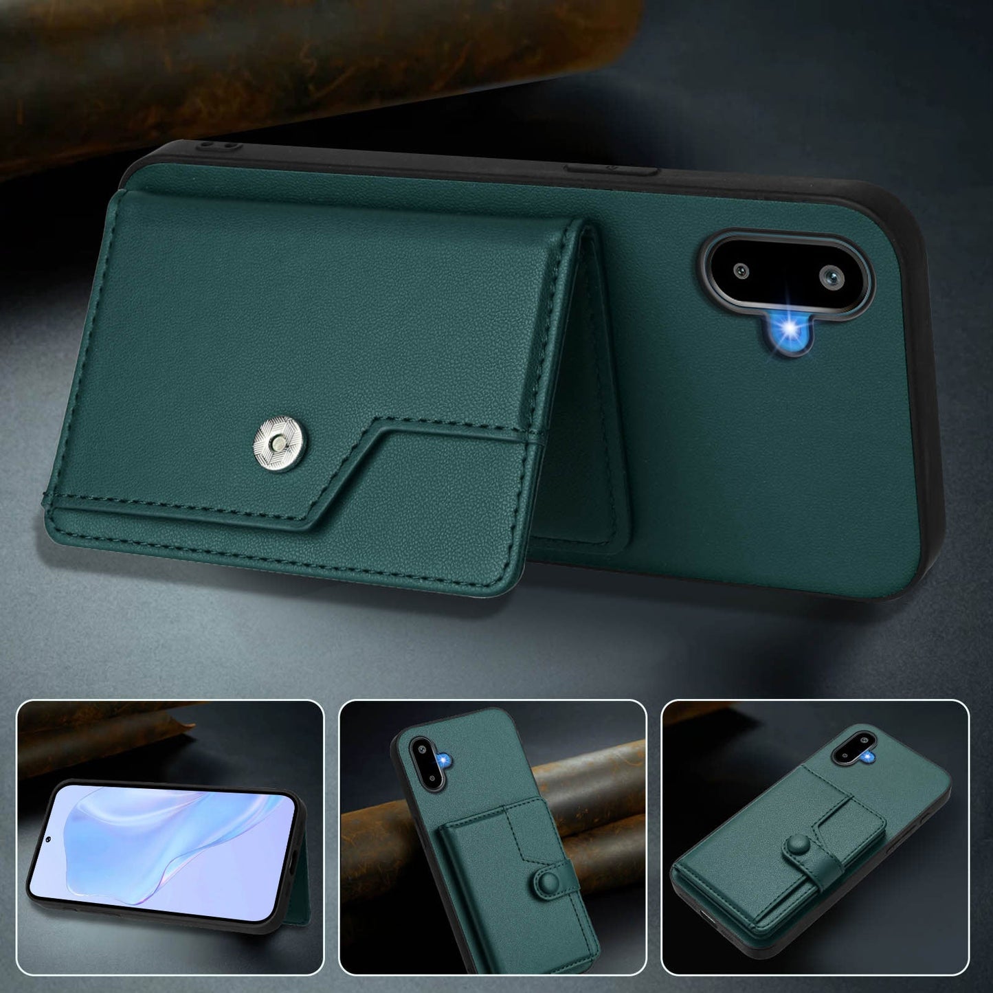 For Samsung Galaxy M06 5G / Galaxy F06 5G Case RFID Blocking Card Holder Kickstand TPU + PU Leather Phone Back Cover - Green