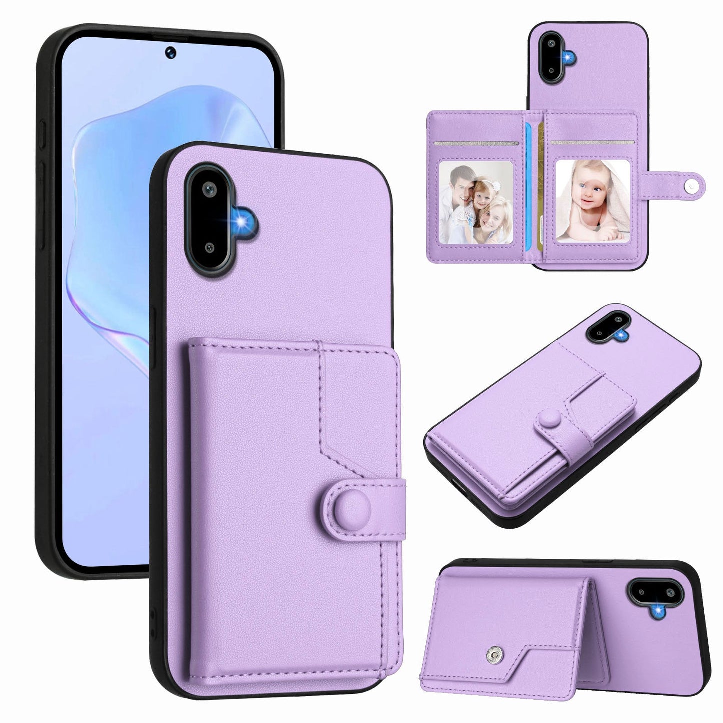 For Samsung Galaxy M06 5G / Galaxy F06 5G Case RFID Blocking Card Holder Kickstand TPU + PU Leather Phone Back Cover - Purple