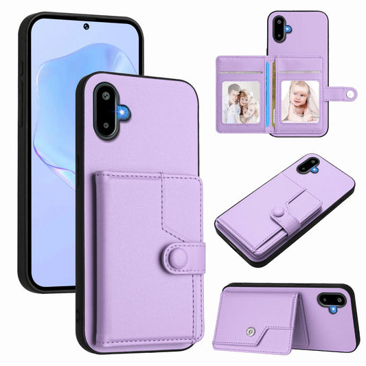 For Samsung Galaxy M06 5G / Galaxy F06 5G Case RFID Blocking Card Holder Kickstand TPU + PU Leather Phone Back Cover - Purple
