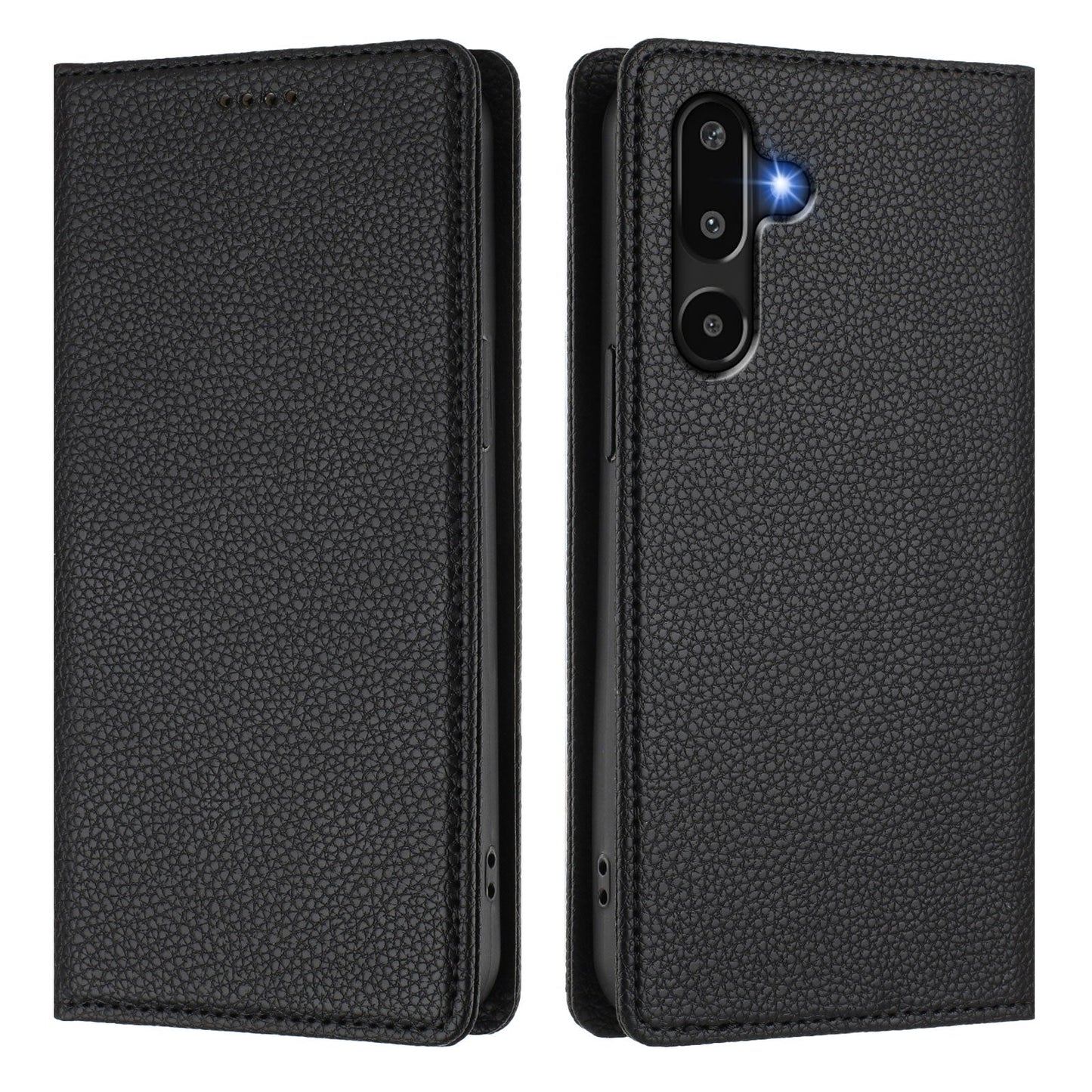 For Samsung Galaxy M16 5G / Galaxy F16 5G Wallet Case RFID Blocking Litchi Texture Leather Mobile Cover - Black