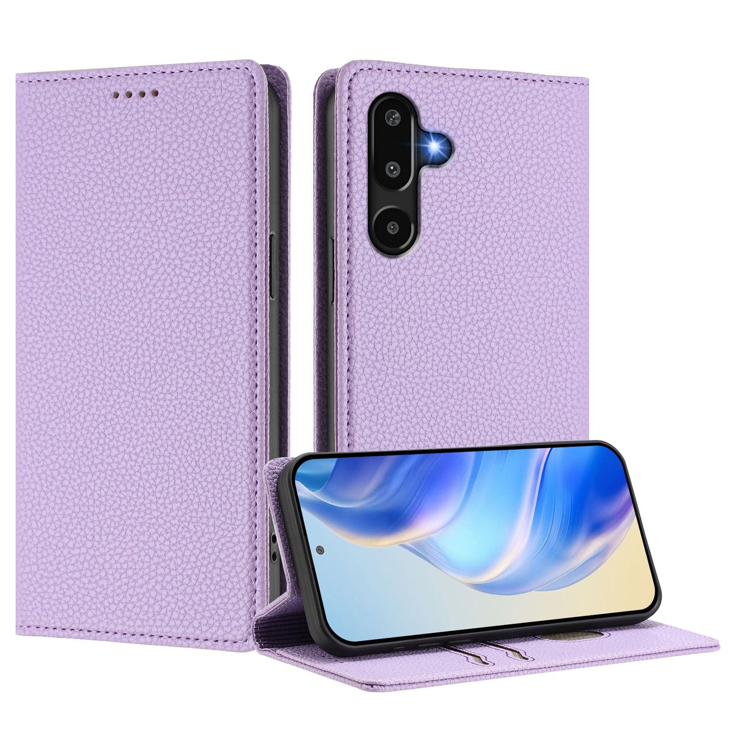 For Samsung Galaxy M16 5G / Galaxy F16 5G Wallet Case RFID Blocking Litchi Texture Leather Mobile Cover - Light Purple