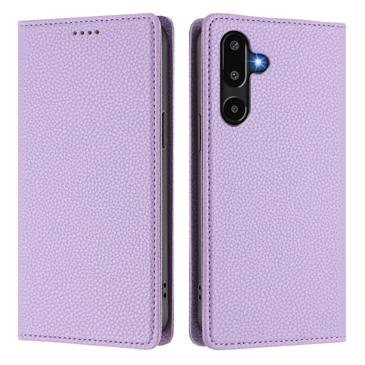 For Samsung Galaxy M16 5G / Galaxy F16 5G Wallet Case RFID Blocking Litchi Texture Leather Mobile Cover - Light Purple