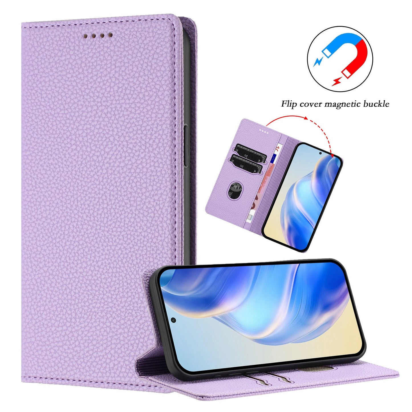 For Samsung Galaxy M16 5G / Galaxy F16 5G Wallet Case RFID Blocking Litchi Texture Leather Mobile Cover - Light Purple