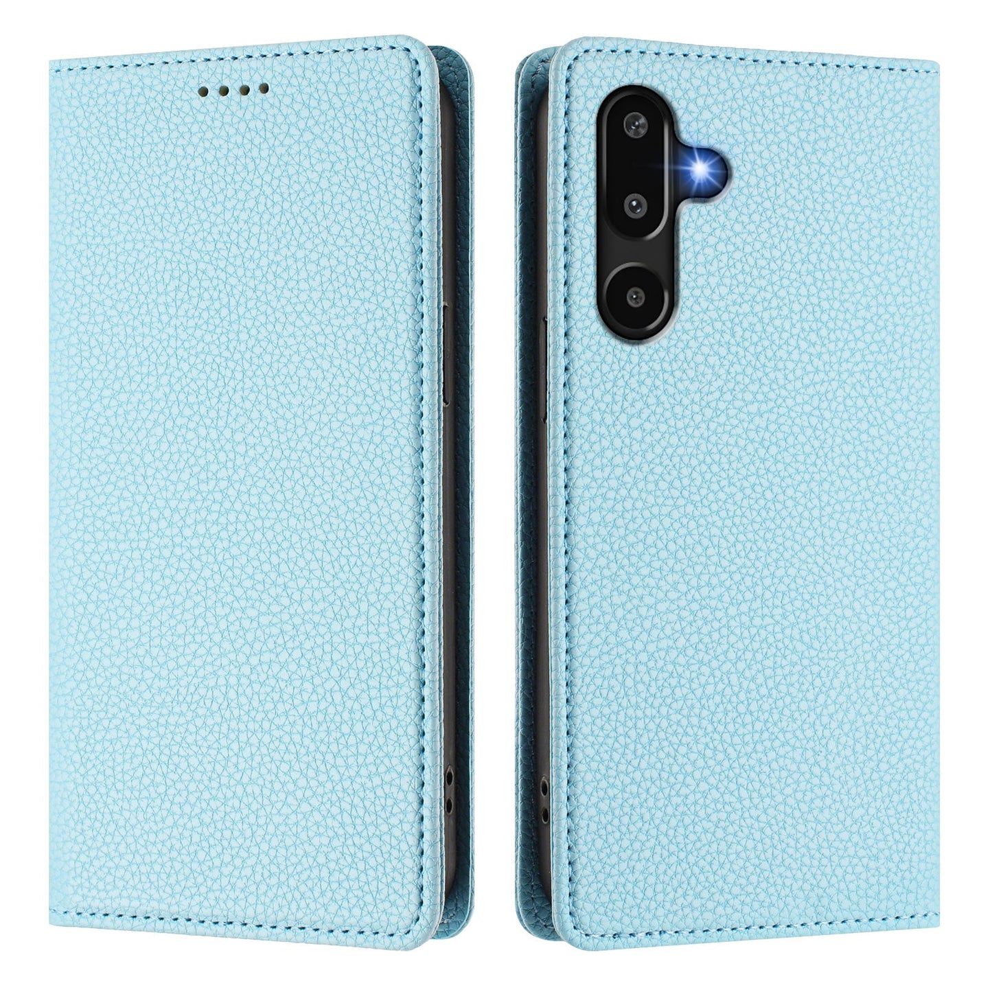 For Samsung Galaxy M16 5G / Galaxy F16 5G Wallet Case RFID Blocking Litchi Texture Leather Mobile Cover - Baby Blue