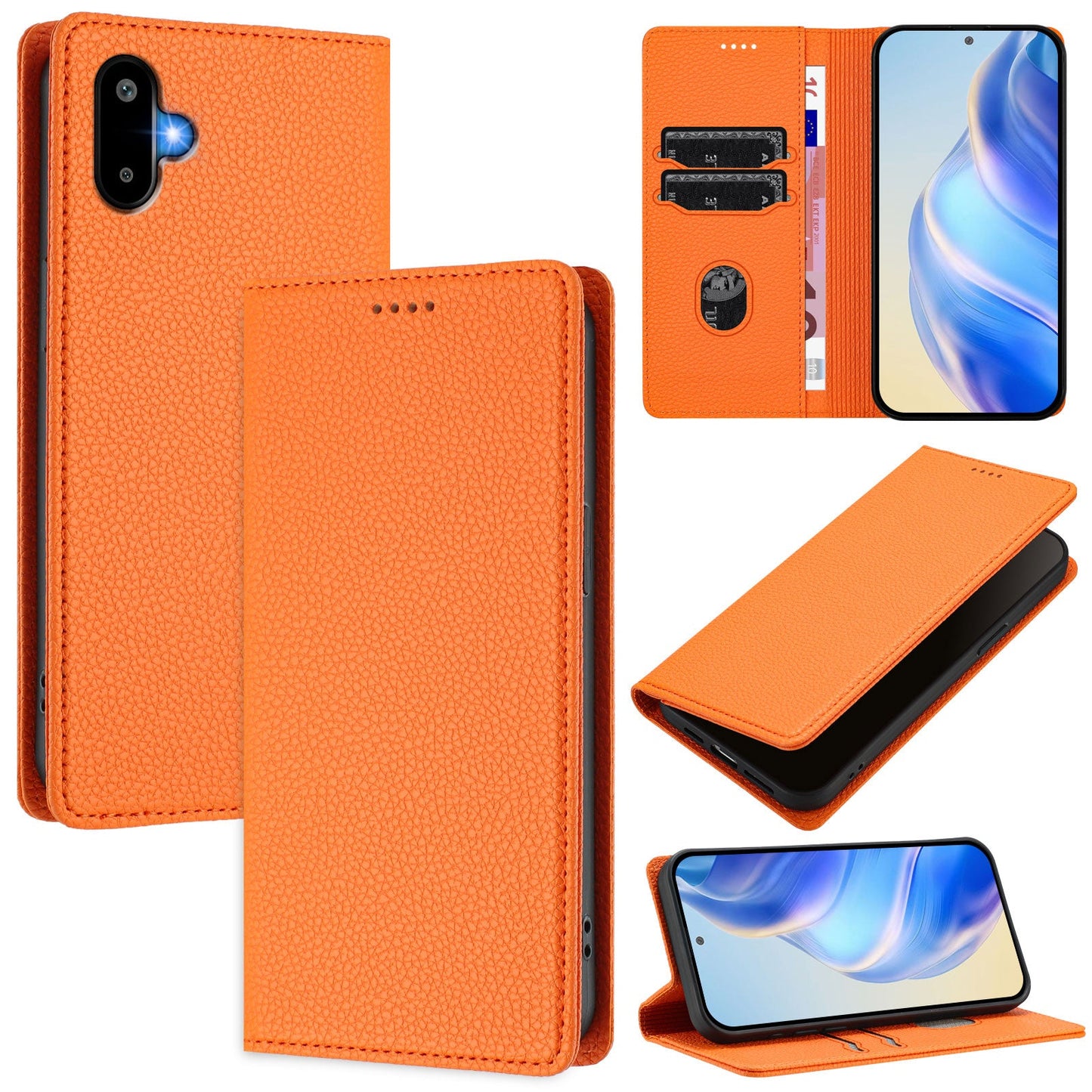 For Samsung Galaxy M06 5G / Galaxy F06 5G Wallet Case RFID Blocking Litchi Texture Leather Mobile Cover - Orange