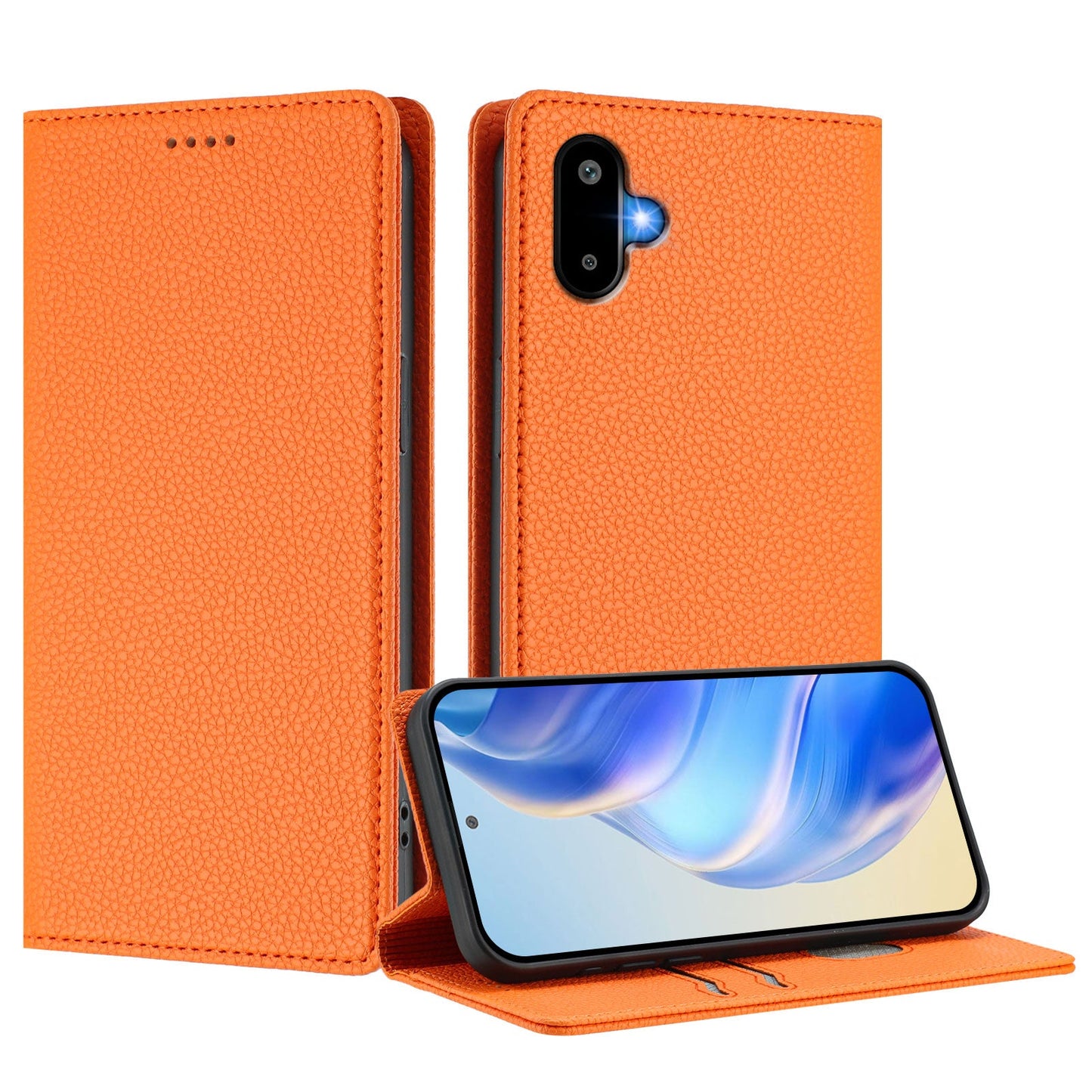 For Samsung Galaxy M06 5G / Galaxy F06 5G Wallet Case RFID Blocking Litchi Texture Leather Mobile Cover - Orange