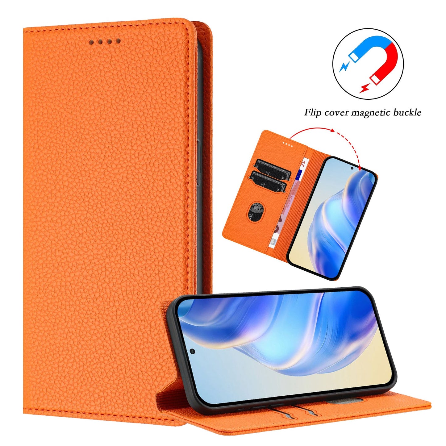 For Samsung Galaxy M06 5G / Galaxy F06 5G Wallet Case RFID Blocking Litchi Texture Leather Mobile Cover - Orange