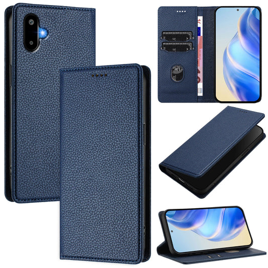 For Samsung Galaxy M06 5G / Galaxy F06 5G Wallet Case RFID Blocking Litchi Texture Leather Mobile Cover - Dark Blue