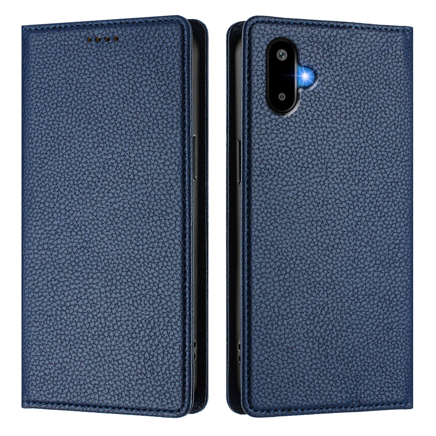 For Samsung Galaxy M06 5G / Galaxy F06 5G Wallet Case RFID Blocking Litchi Texture Leather Mobile Cover - Dark Blue