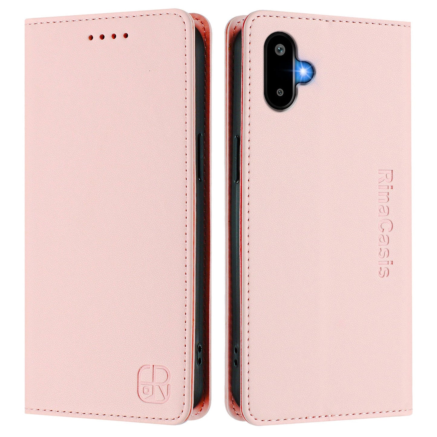 For Samsung Galaxy M06 5G / Galaxy F06 5G Leather Case RINACASIS RC01 Phone Cover with RFID Blocking Wallet Stand - Pink