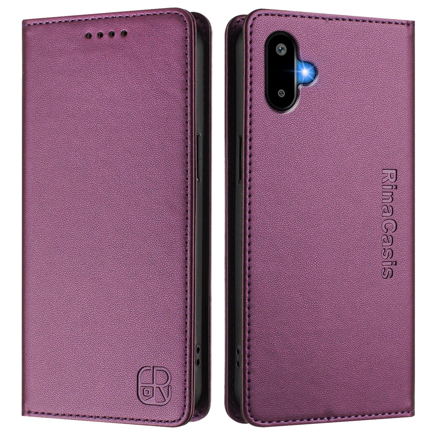 For Samsung Galaxy M06 5G / Galaxy F06 5G Leather Case RINACASIS RC01 Phone Cover with RFID Blocking Wallet Stand - Violet