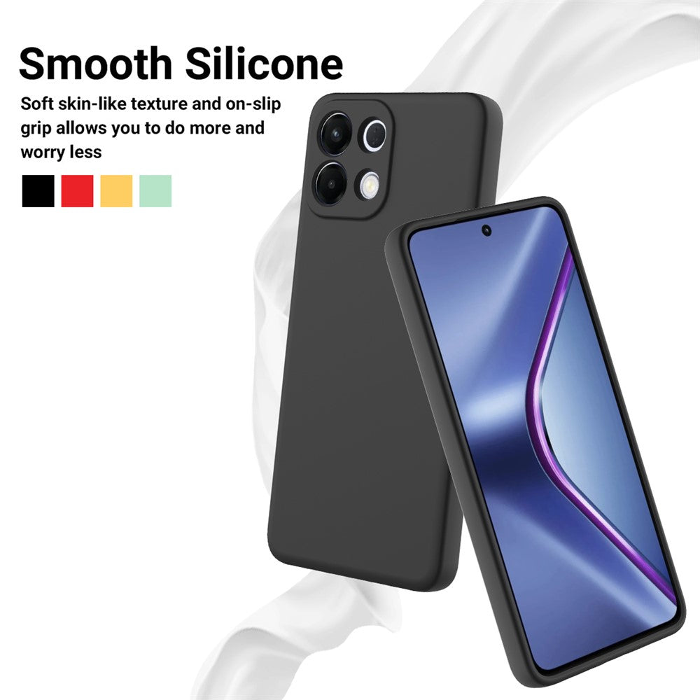 For Oppo K13 5G Liquid Silicone Case Phone Back Cover with Hand Strap - Black