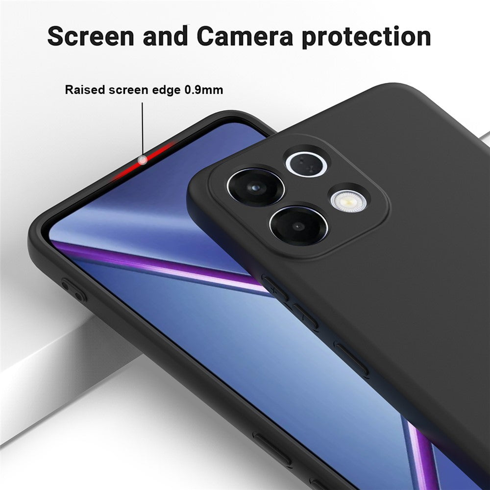 For Oppo K13 5G Liquid Silicone Case Phone Back Cover with Hand Strap - Black