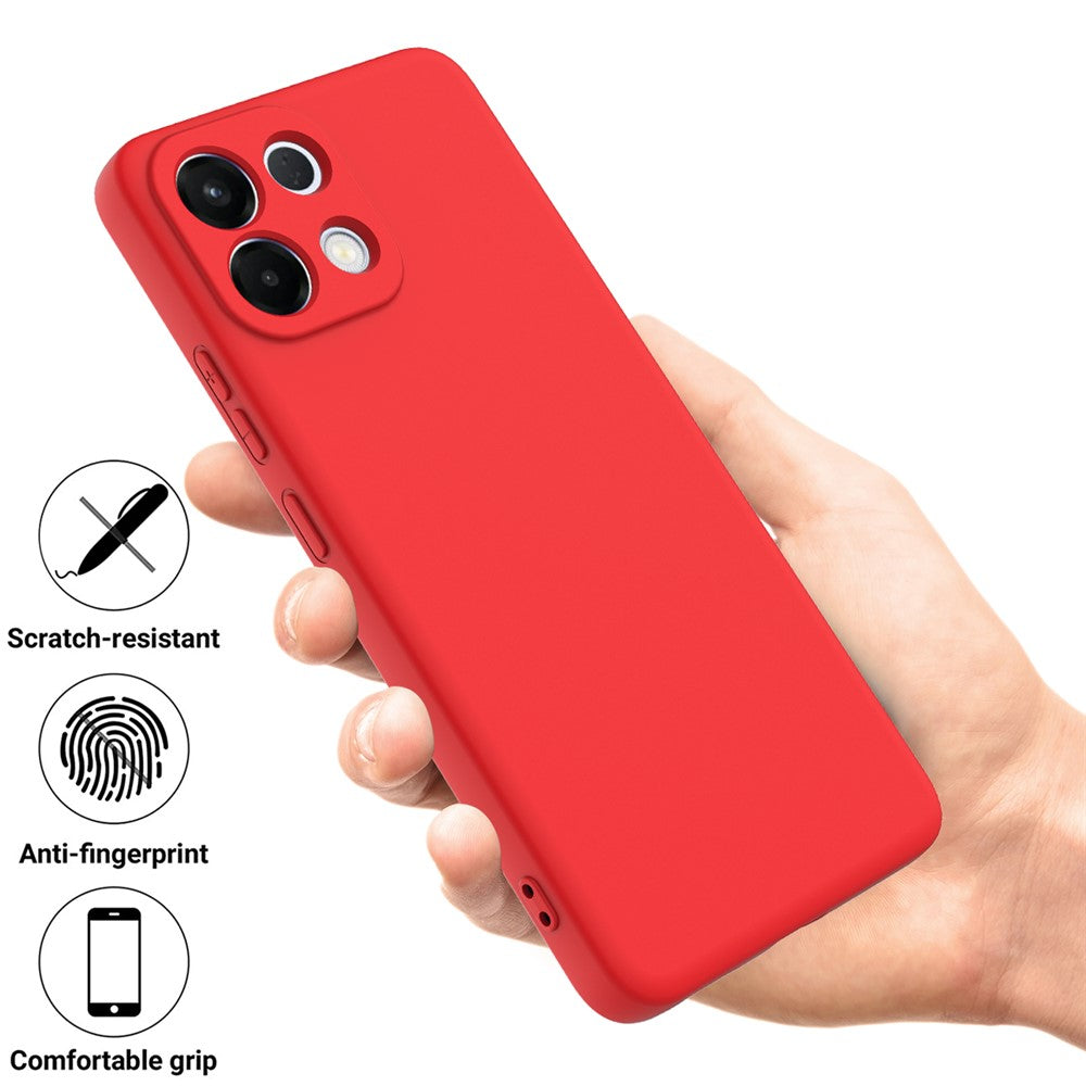 For Oppo K13 5G Liquid Silicone Case Phone Back Cover with Hand Strap - Red