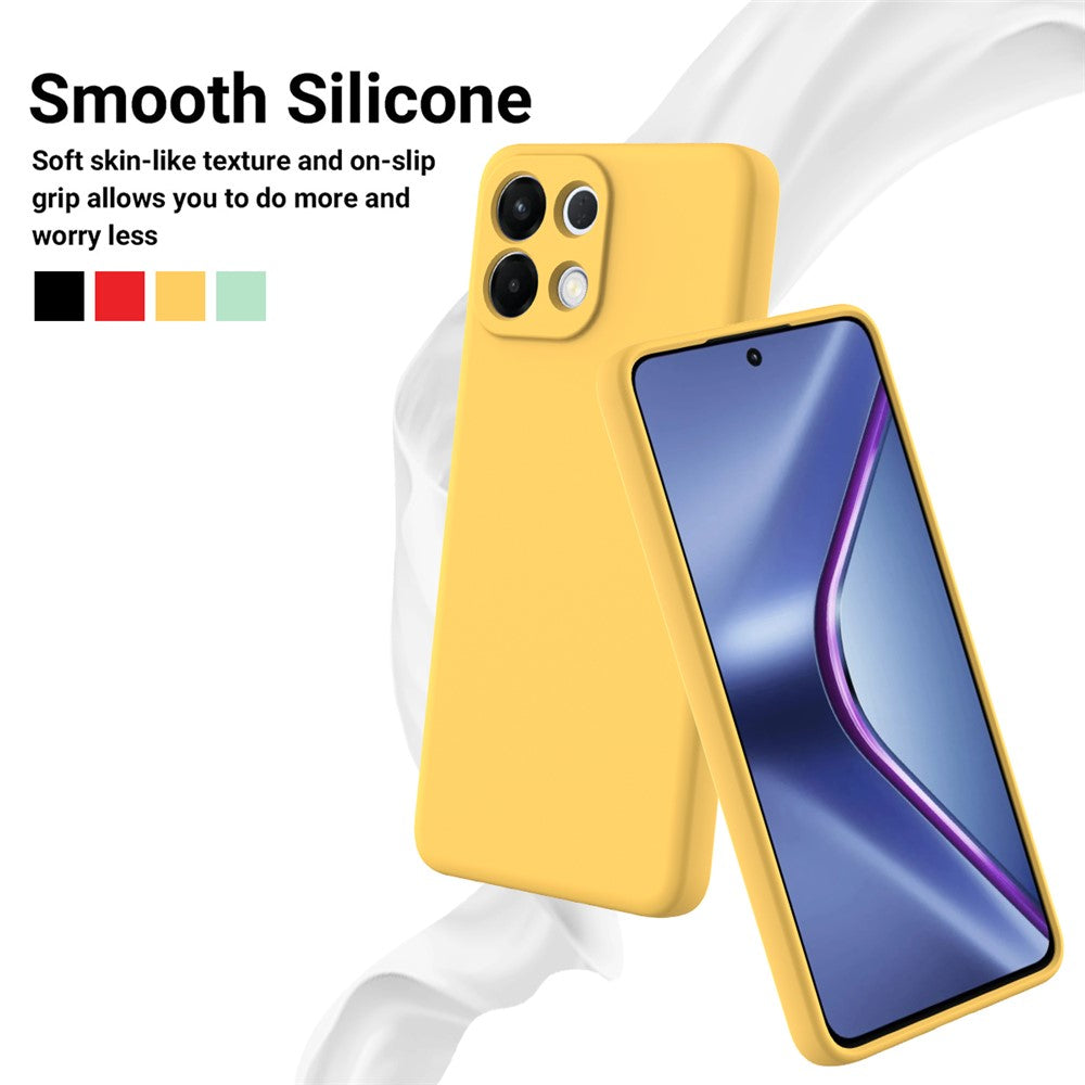 For Oppo K13 5G Liquid Silicone Case Phone Back Cover with Hand Strap - Yellow