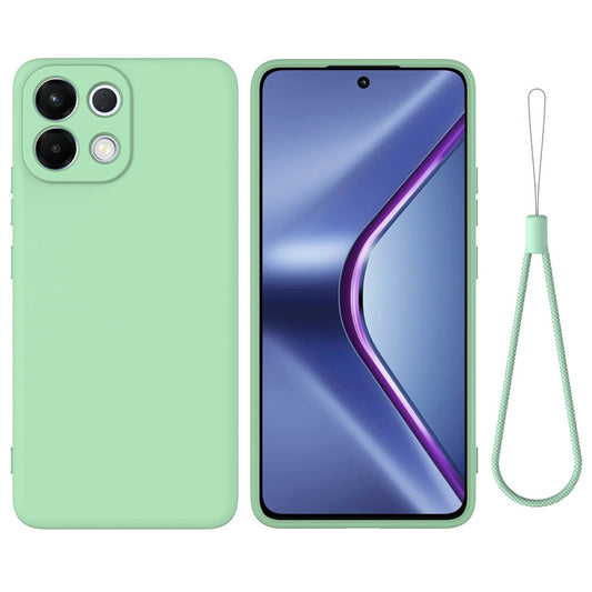 For Oppo K13 5G Liquid Silicone Case Phone Back Cover with Hand Strap - Green