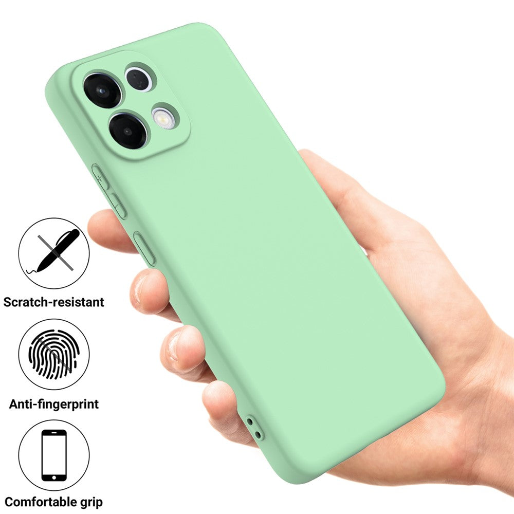 For Oppo K13 5G Liquid Silicone Case Phone Back Cover with Hand Strap - Green