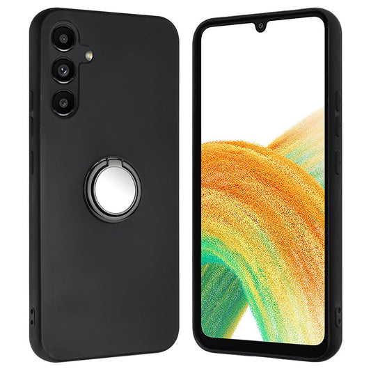 For Samsung Galaxy A17 5G Case Ring Kickstand Soft TPU Matte Phone Cover - Black