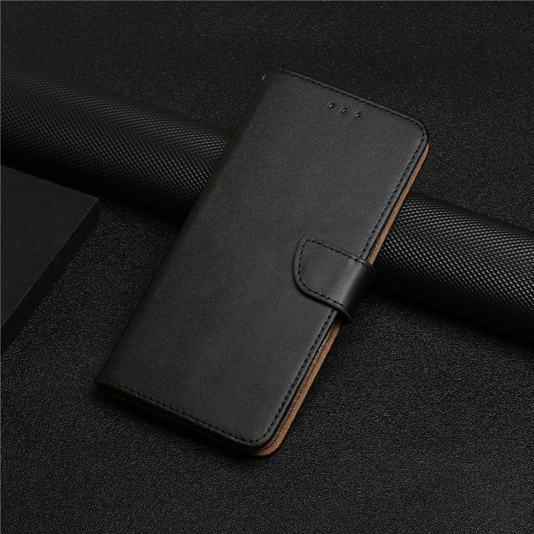 For Oppo Reno14 5G (Global) Case Genuine Cow Leather Phone Cover Nappa Texture - Black