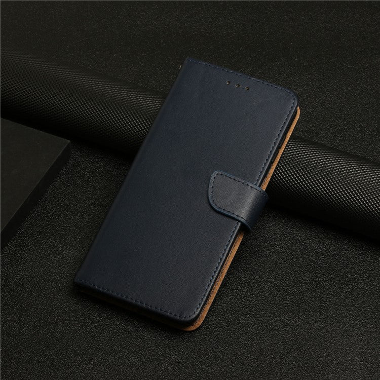 For Oppo Reno14 5G (Global) Case Genuine Cow Leather Phone Cover Nappa Texture - Blue