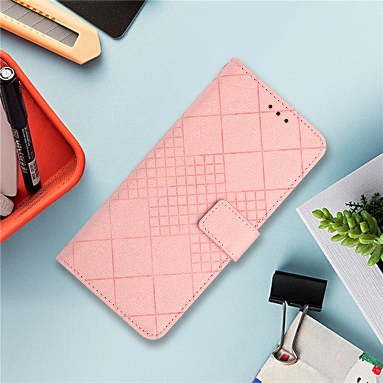 For Oppo Reno14 5G (Global) Case Wallet Imprint PU Leather Flip Folio Phone Cover - Pink