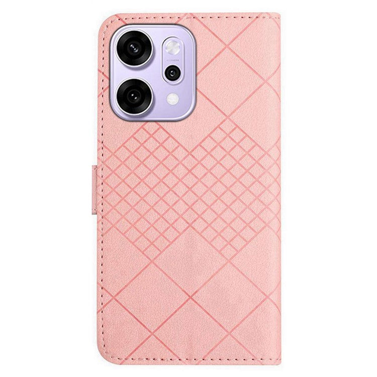 For Oppo Reno14 5G (Global) Case Wallet Imprint PU Leather Flip Folio Phone Cover - Pink