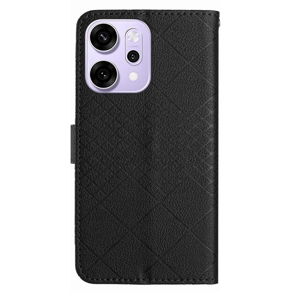 For Oppo Reno14 Pro 5G (Global) Case Wallet Imprint PU Leather Flip Folio Phone Cover - Black