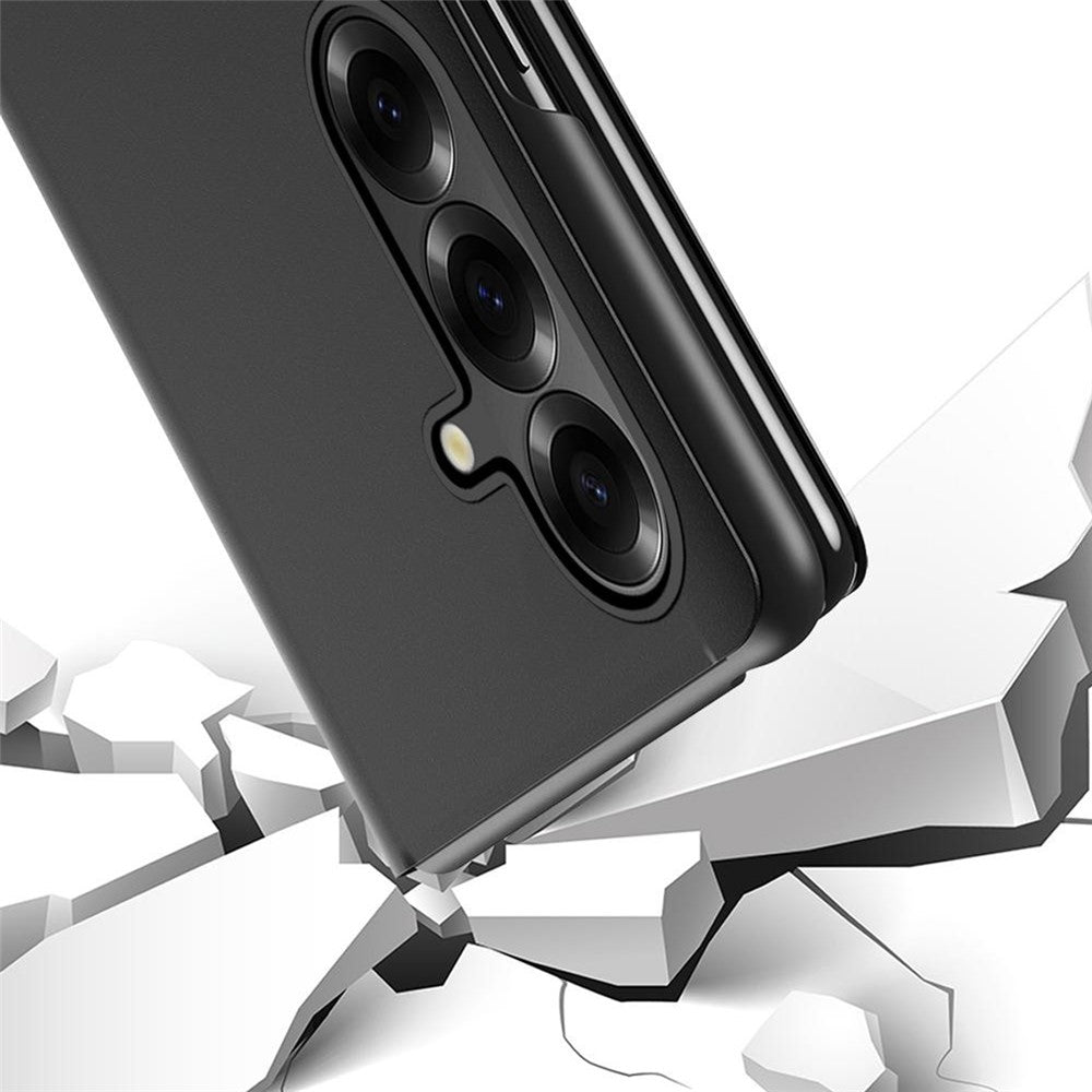 For Samsung Galaxy Z Fold7 5G Case View Window PU Leather + PC Electroplating Phone Cover - Silver