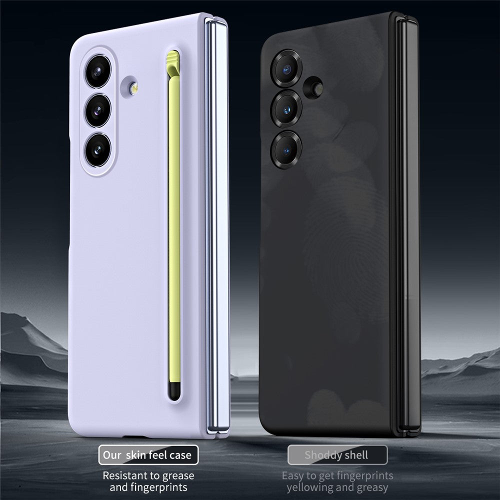 For Samsung Galaxy Z Fold7 5G Phone Case with Tempered Glass Film Hard PC Back Cover with Stylus - Purple