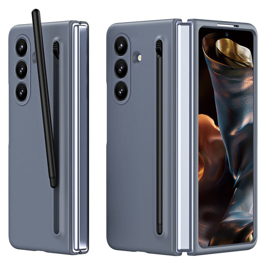 For Samsung Galaxy Z Fold7 5G Phone Case with Tempered Glass Film Hard PC Back Cover with Stylus - Dark Grey