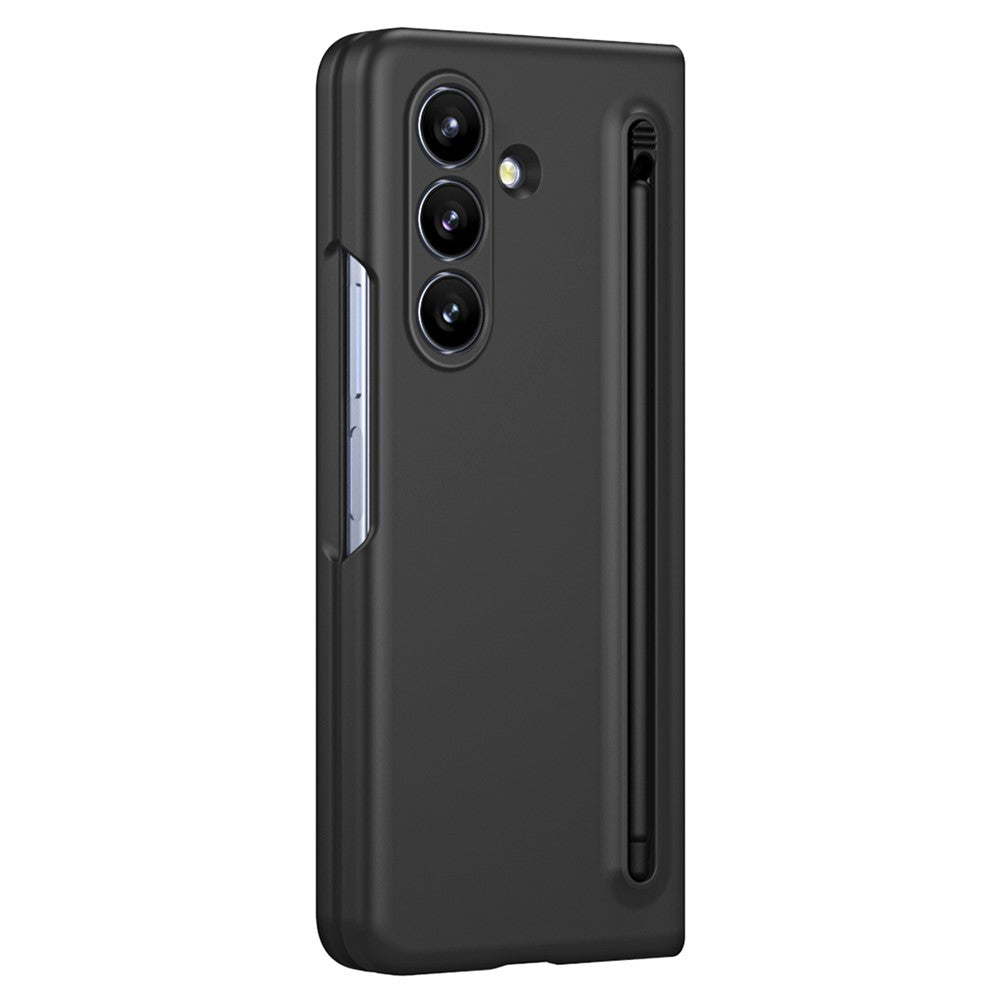 For Samsung Galaxy Z Fold7 5G Phone Case with Tempered Glass Film Hard PC Back Cover with Stylus - Black