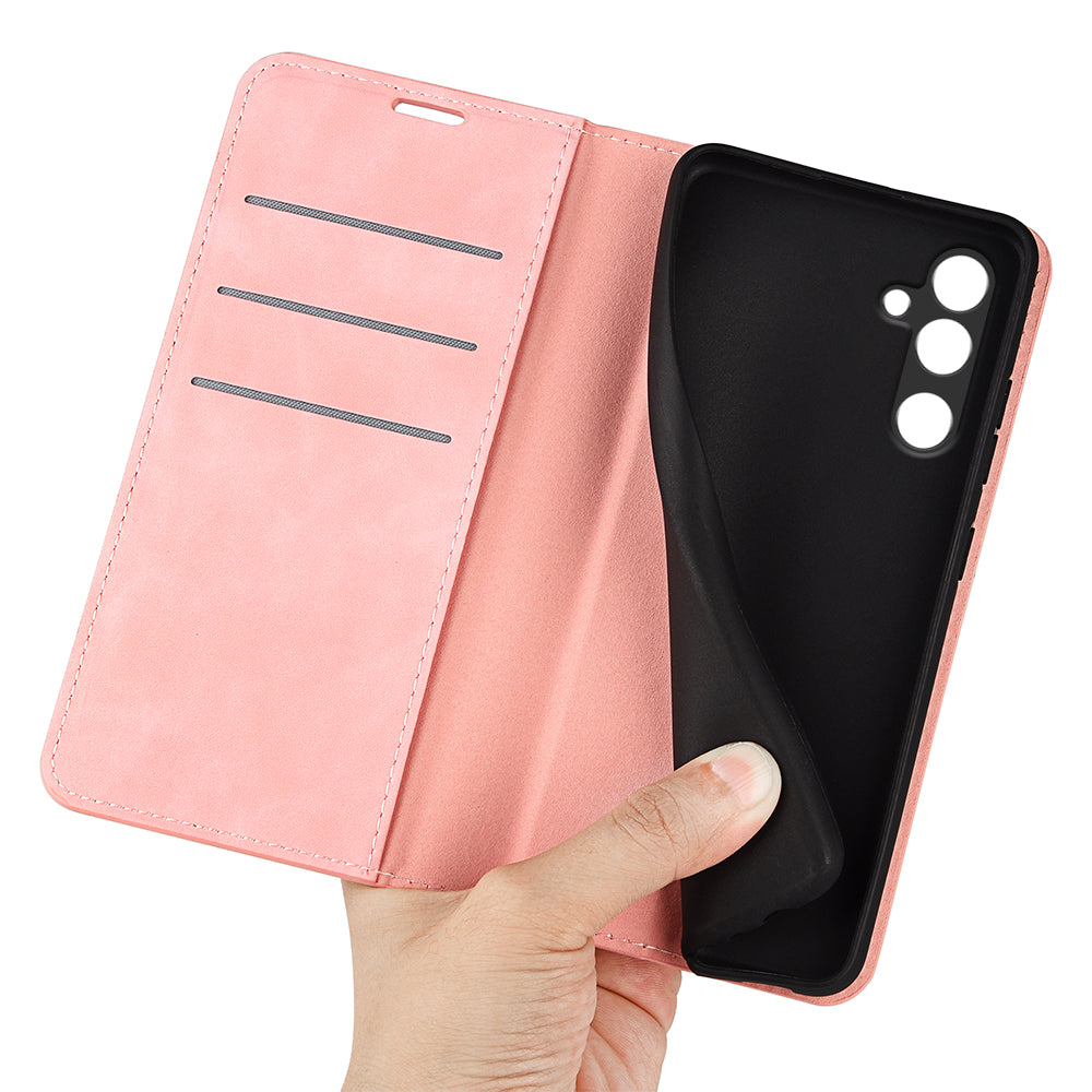 For Samsung Galaxy M16 5G Case Skin Touch Leather Wallet Phone Cover - Pink