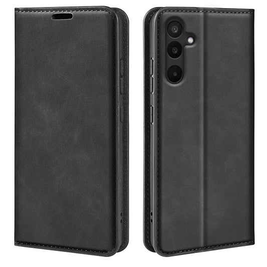 For Samsung Galaxy M16 5G Case Skin Touch Leather Wallet Phone Cover - Black