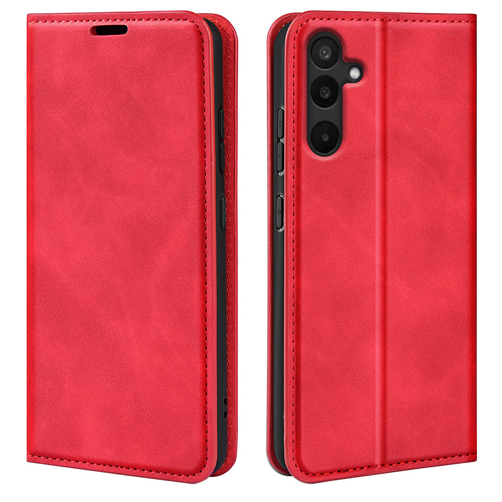 For Samsung Galaxy M16 5G Case Skin Touch Leather Wallet Phone Cover - Red