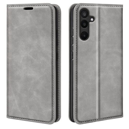 For Samsung Galaxy M16 5G Case Skin Touch Leather Wallet Phone Cover - Grey