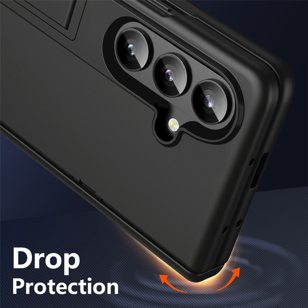 For Samsung Galaxy Z Fold7 5G Case Hard PC Anti-Drop Phone Cover with Kickstand - Black