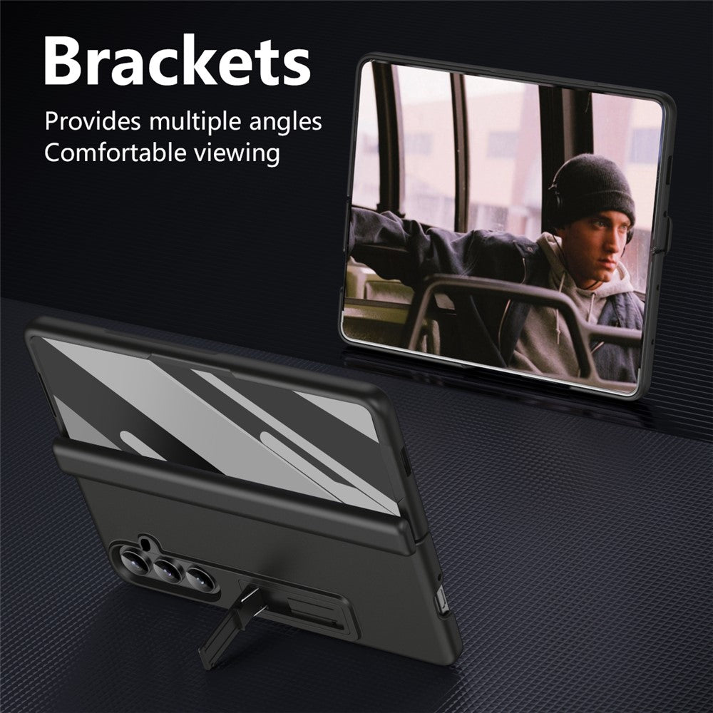 For Samsung Galaxy Z Fold7 5G Case Hard PC Anti-Drop Phone Cover with Kickstand - Black