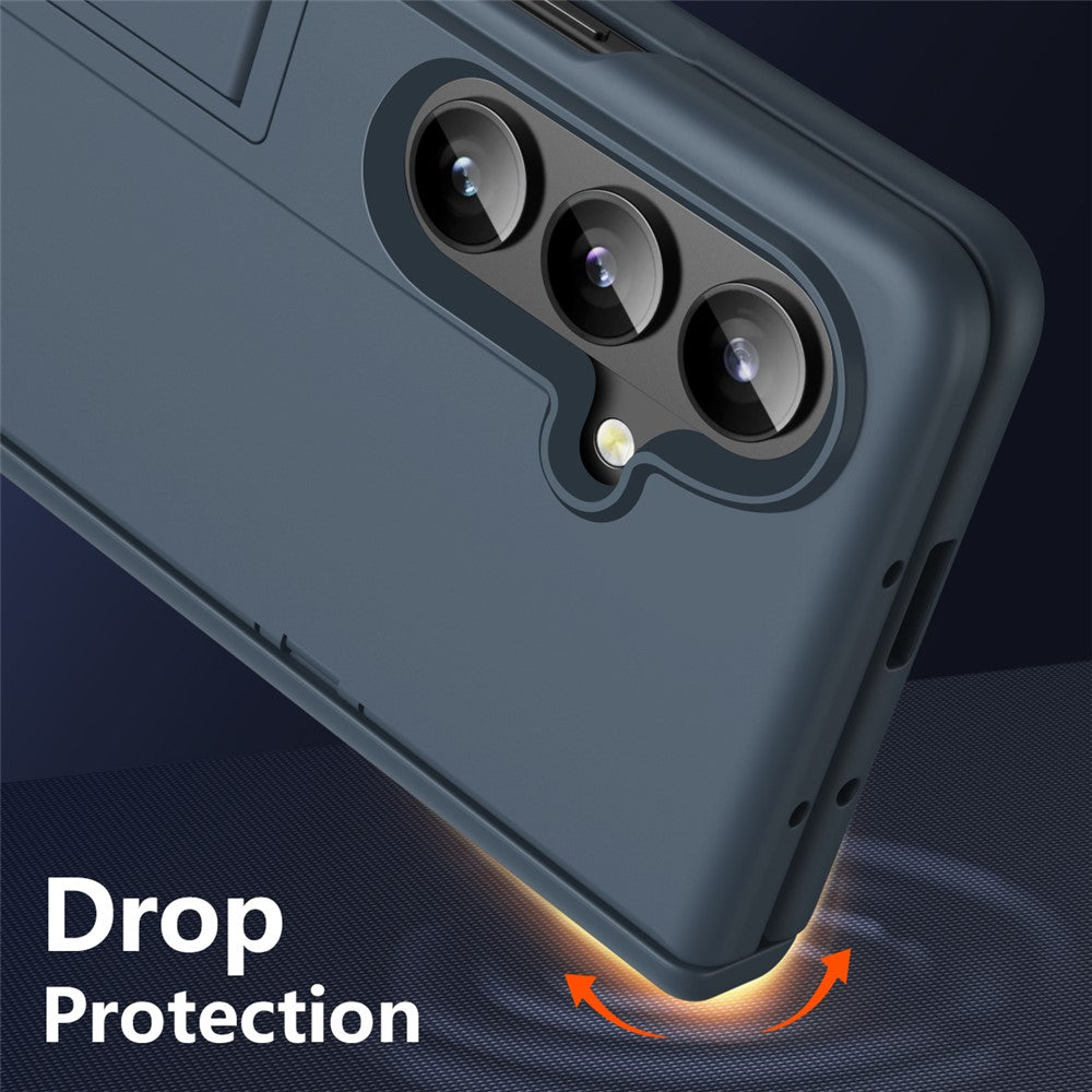 For Samsung Galaxy Z Fold7 5G Case Hard PC Anti-Drop Phone Cover with Kickstand - Grey