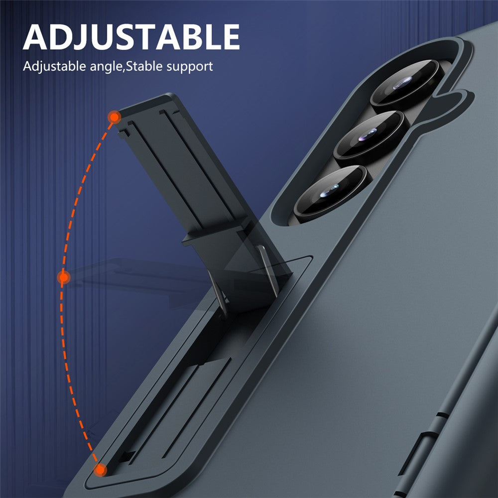 For Samsung Galaxy Z Fold7 5G Case Hard PC Anti-Drop Phone Cover with Kickstand - Grey