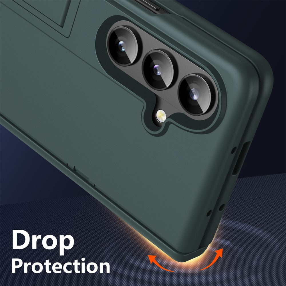 For Samsung Galaxy Z Fold7 5G Case Hard PC Anti-Drop Phone Cover with Kickstand - Green