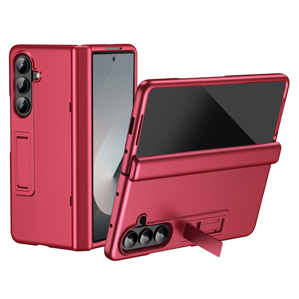 For Samsung Galaxy Z Fold7 5G Case Hard PC Anti-Drop Phone Cover with Kickstand - Red