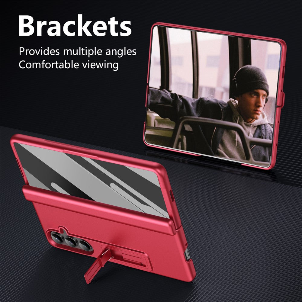 For Samsung Galaxy Z Fold7 5G Case Hard PC Anti-Drop Phone Cover with Kickstand - Red