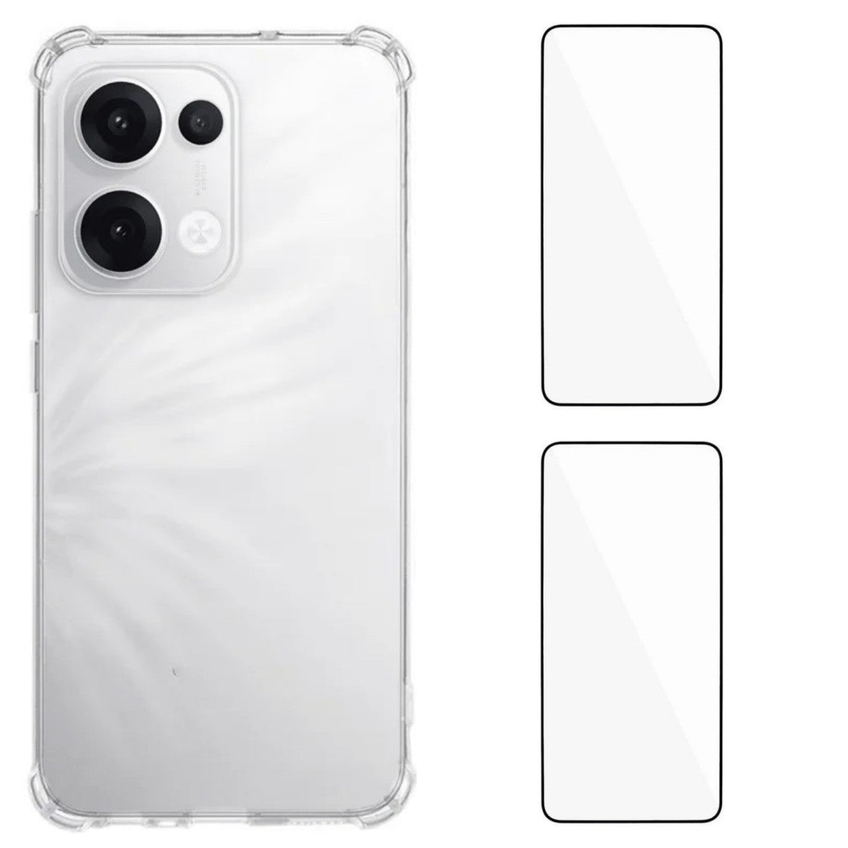For Oppo Reno13 5G (Global) TPU Case WANLONFENG WL3 Series 1.5mm Phone Cover with 2Pcs Tempered Glass Films - Transparent
